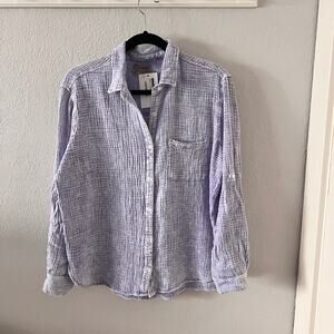 The Nu Vintage Donna Gauzy Cotton Long Sleeve Button Down in Lavender